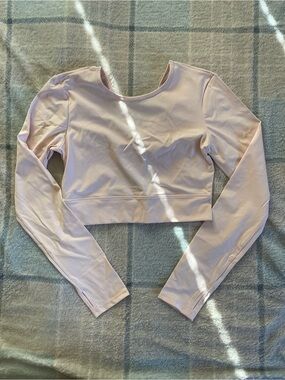 HALARA Light Pink Long Sleeve Cropped Active Top